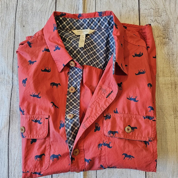 Matilda Jane with Joanna Gaines Men's •Large• High Horse Button Down Shirt Red - Picture 4 of 7